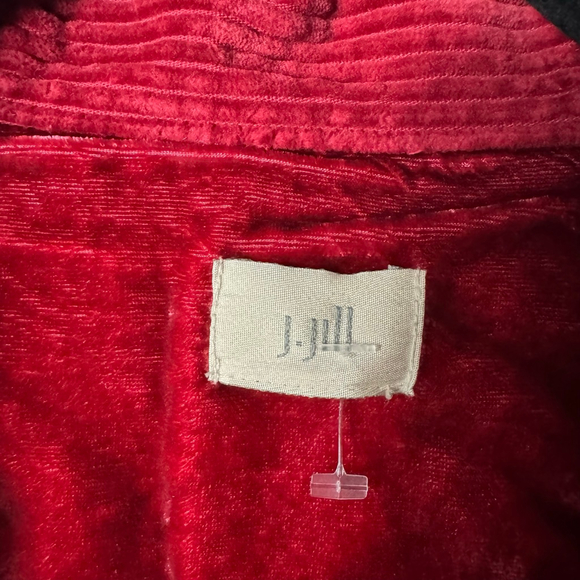 J.Jill Red Corduroy Jacket with Velvet trim and silver Buttons - Picture 4 of 9